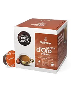 Dallmayr Crema d'Oro Intensa package and capsule for Dolce Gusto
