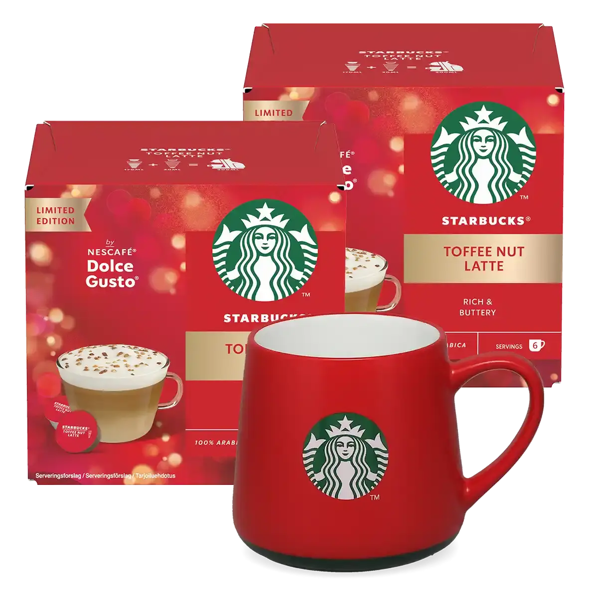 Zestaw Toffee Nut Latte + czerwony kubek