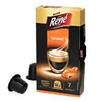 CafÃ© RenÃ© Caramel package and capsule for NespressoÂ®