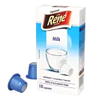 CafÃ© RenÃ© Milk package and capsule for NespressoÂ®