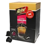 CafÃ© RenÃ© Lungo Forte Big Pack package and capsule for NespressoÂ®