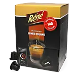 CafÃ© RenÃ© Lungo Milano Big Pack package and capsule for NespressoÂ®