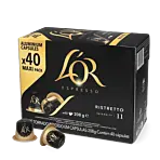 L'OR Ristretto 40 package and pod for Nespresso
